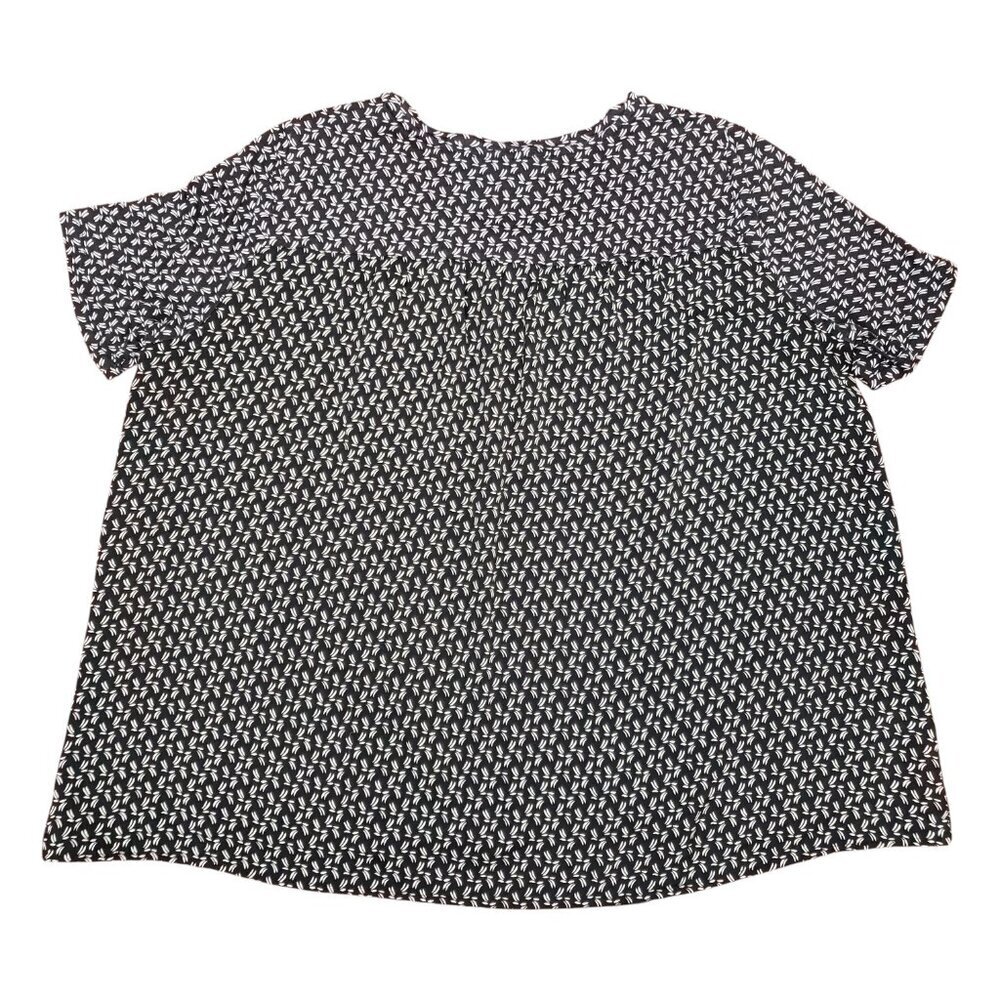 LOFT Black & White Printed Short Sleeve Blouse Women’s Large - Picture 3 of 4